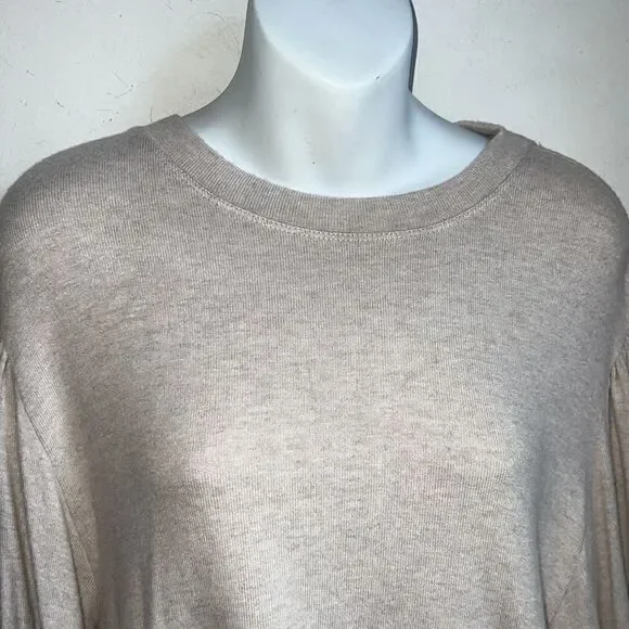 MAGASCHONI Oatmeal Heather Viscose Blend Blouson Sleeve Brushed Jersey Sweater-M - Picture 4 of 9